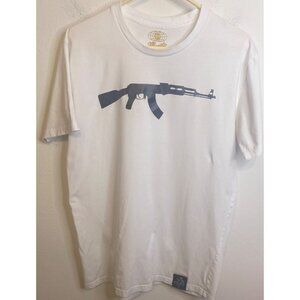 Muerte Hustle Daily AK47 RIFLE Gun SHIRT Short Sleeve White LARGE